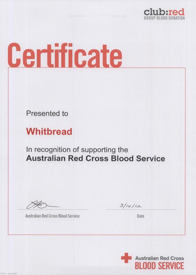 Certificate from The Red Cross